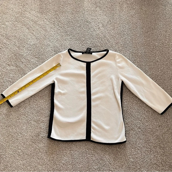 Geoffrey Beene Sport 3/4 Sleeve Black and White V-Neck Sweater 100% Cotton - Picture 8 of 10